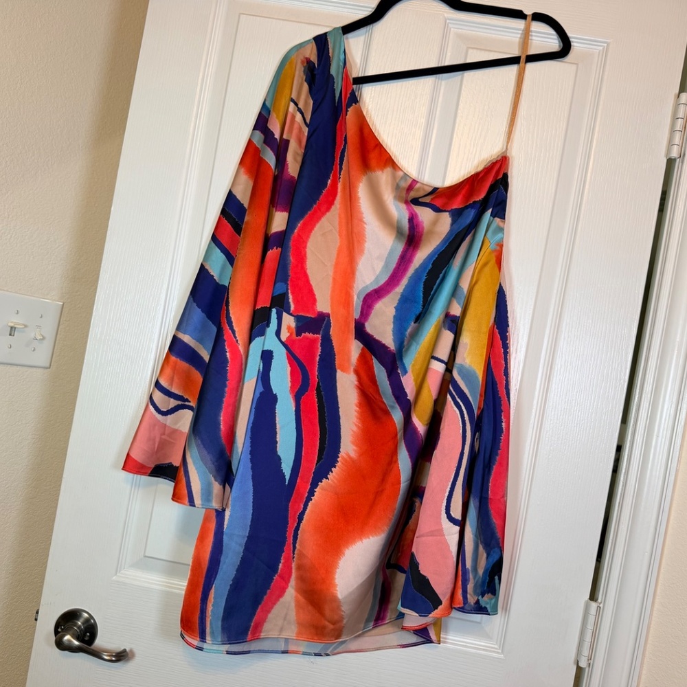 BHLDN Stevie One-Shoulder Satin Mini Dress - Picture 3 of 7